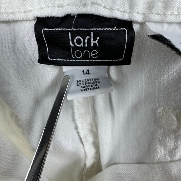 Lark Lane Straight Leg Jeans Womens Size 14 High Rise Stretch White - Picture 6 of 12